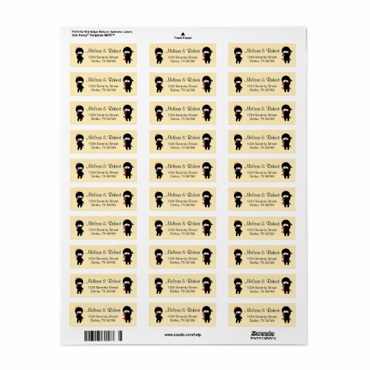 Ninja Pair, een jongen en een meisje Etiket (Full Sheet)