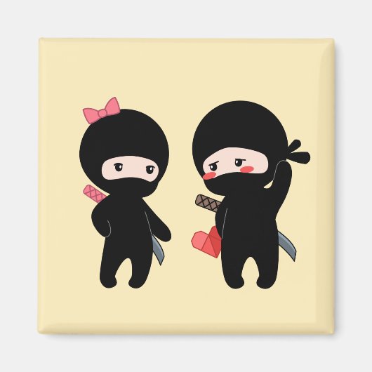 Ninja Pair, een jongen en een meisje Magneet (Voorkant)