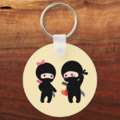 Ninja Pair, een jongen en een meisje op Geel Sleutelhanger (Voorkant)