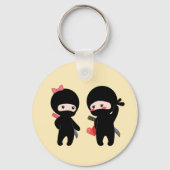 Ninja Pair, een jongen en een meisje op Geel Sleutelhanger (Achterkant)