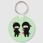 Ninja Pair, een jongen en een meisje op groen Sleutelhanger (Voorkant)