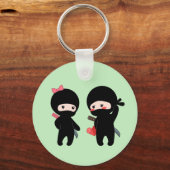 Ninja Pair, een jongen en een meisje op groen Sleutelhanger (Voorkant)