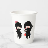 Ninja Pair, een jongen en een meisje Papieren Bekers (Voorkant)