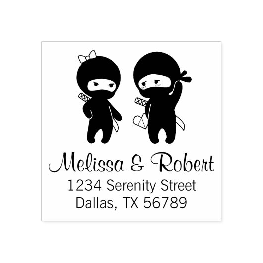 Ninja Pair, een jongen en een meisje Rubberstempel (Afrduk)