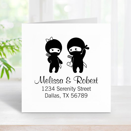 Ninja Pair, een jongen en een meisje Rubberstempel
