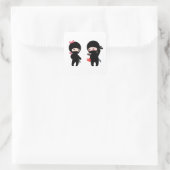 Ninja Pair, een jongen en een meisje Vierkante Sticker (Tas)