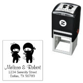 Ninja Pair, een jongen en een meisje Zelfinktende Stempel (In situ)