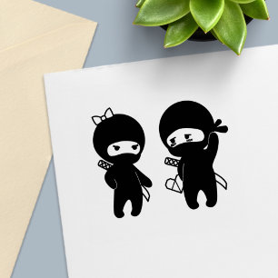 Ninja Pair, een jongen en een meisje Zelfinktende Stempel