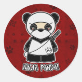 Ninja Panda! In rode Sticker (Voorkant)