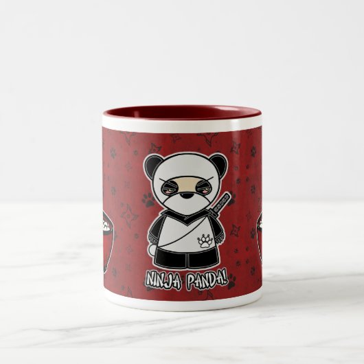 Ninja Panda! Met rijstBowl-Mok Tweekleurige Koffiemok (Center)