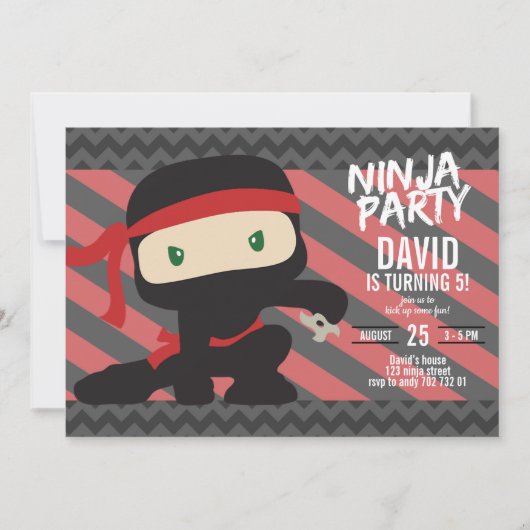 Ninja Party Boy Birthday Karate Kaart (Voorkant)