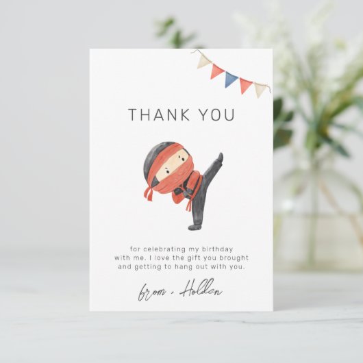 Ninja Party - Hartelijk dank Bedankkaart (Staand voorkant)