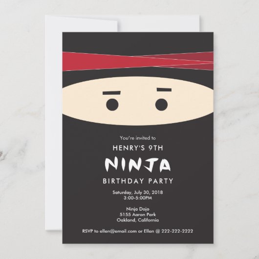 Ninja Party Invitation Kaart (Voorkant)