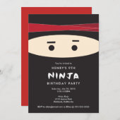 Ninja Party Invitation Kaart (Voorkant / Achterkant)