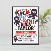 Ninja Party Invitation, Ninja Birthday Kaart (Staand voorkant)