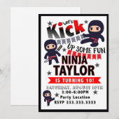 Ninja Party Invitation, Ninja Birthday Kaart (Voorkant / Achterkant)