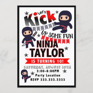 Ninja Party Invitation, Ninja Birthday Kaart