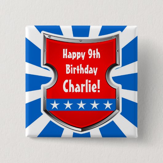 Ninja Patriotic Warrior Boys Birthday Party Vierkante Button 5,1 Cm (Voorkant)