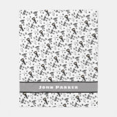 Ninja-patroondeken met naam, zwarte grijs fleece deken (Voorkant)