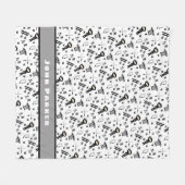 Ninja-patroondeken met naam, zwarte grijs fleece deken (Voorkant (Horizontaal))