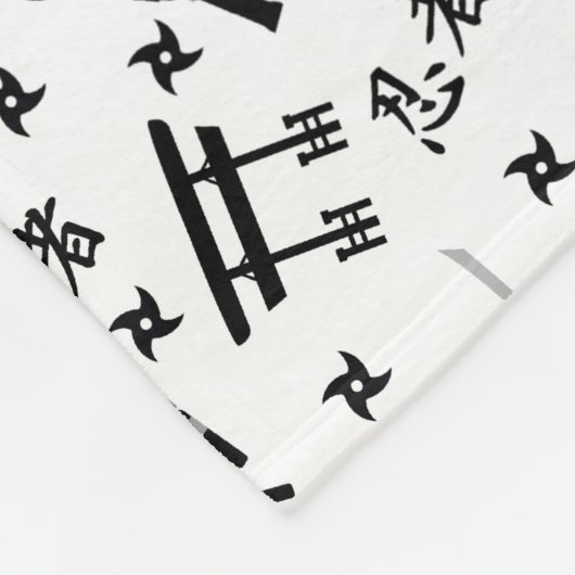 Ninja-patroondeken met naam, zwarte grijs fleece deken (Hoek)