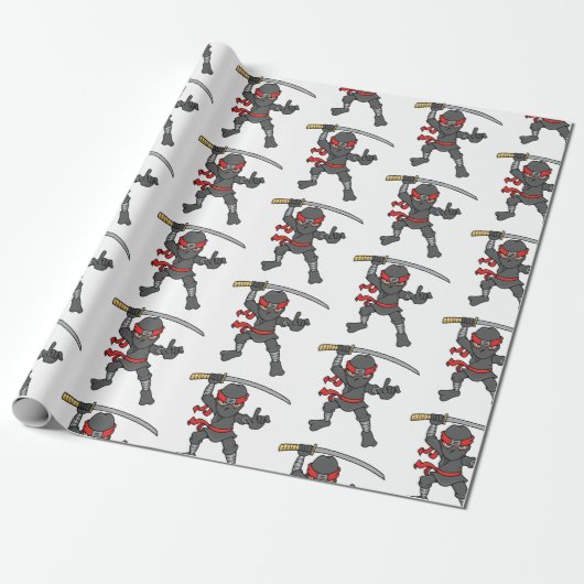 Ninja Pattern Cadeaupapier (Uitgerold)