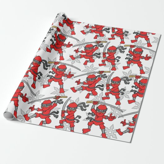 Ninja Pattern Cadeaupapier (Uitgerold)