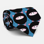 Ninja Pig op blauw Stropdas (Opgerold)