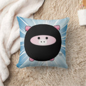 Ninja Pig op Blue Kussen (Deken)