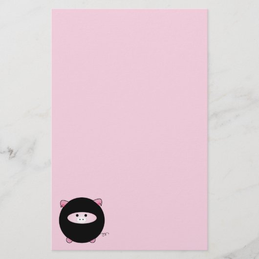 Ninja Pig op roze Briefpapier (Voorkant)
