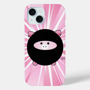Ninja Pig op roze iPhone 15 Case