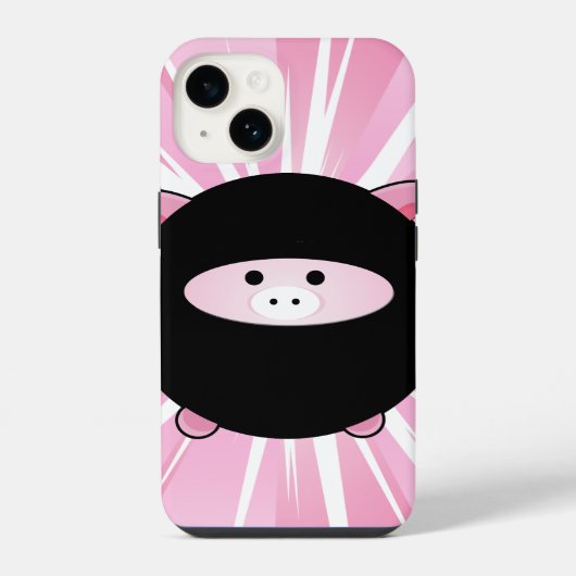 Ninja Pig op roze iPhone Hoesje (Achterkant)