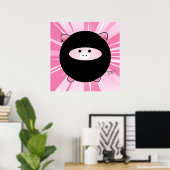 Ninja Pig op roze Poster (Thuiskantoor)