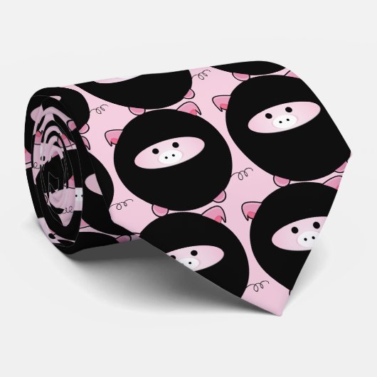 Ninja Pig op roze Stropdas (Opgerold)