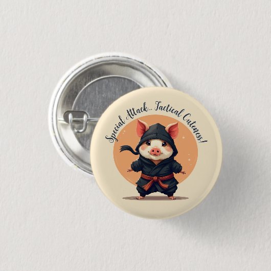 Ninja Pig Ronde Button 3,2 Cm (Voorkant /achterkant)