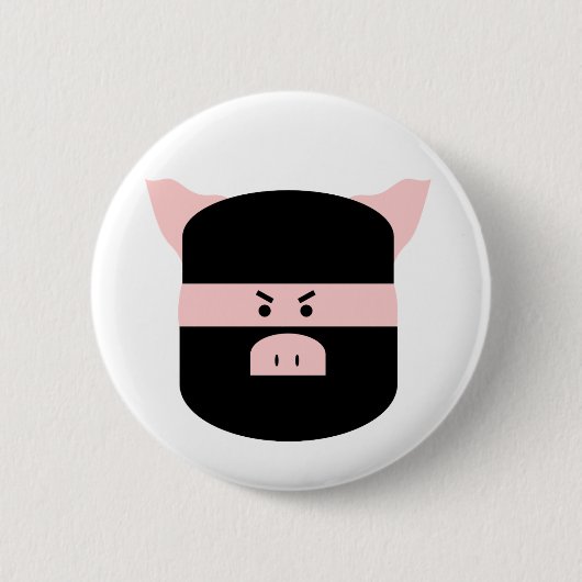 Ninja Pig. Ronde Button 5,7 Cm (Voorkant)