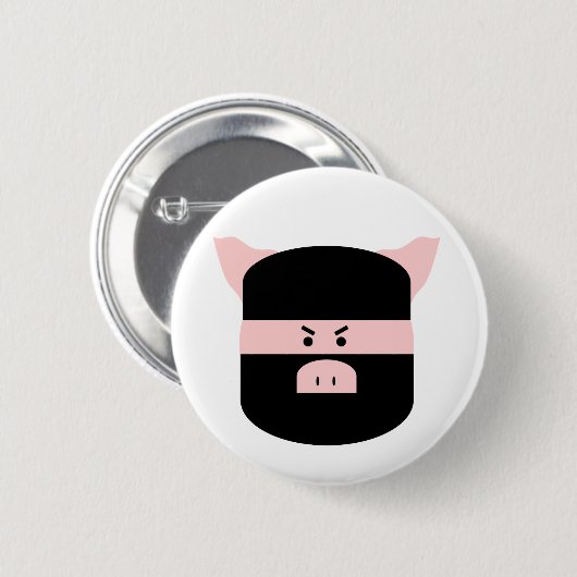 Ninja Pig. Ronde Button 5,7 Cm (Voorkant /achterkant)