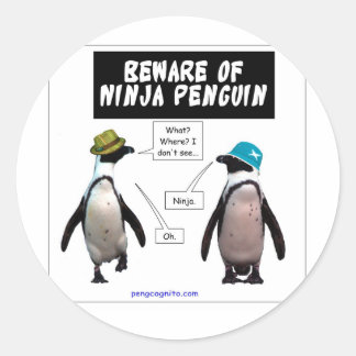 Ninja pinguïn ronde sticker