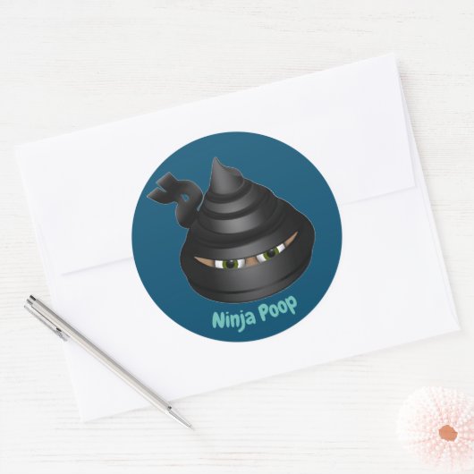 Ninja Poop Emoji Ronde Sticker (Envelop)