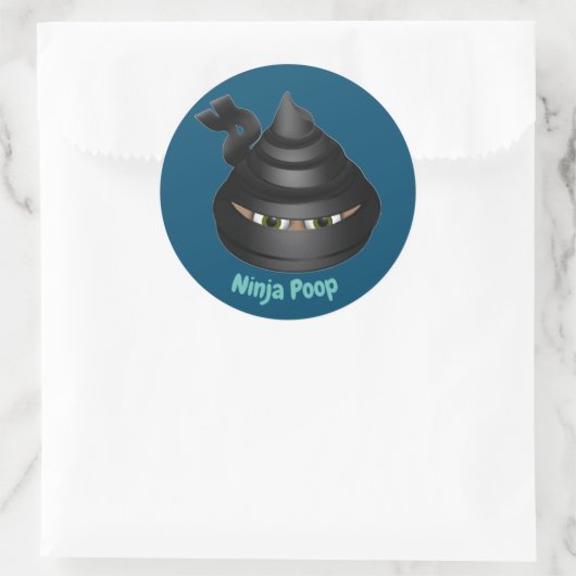 Ninja Poop Emoji Ronde Sticker (Tas)