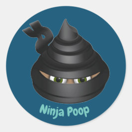 Ninja Poop Emoji Ronde Sticker