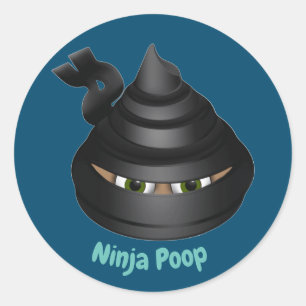 Ninja Poop Emoji Ronde Sticker
