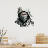 Ninja Portret Warrior Schilderen Historisch Avontu Poster (Keuken)