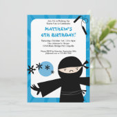 Ninja Power Blue Invitation Kaart (Staand voorkant)