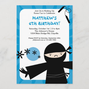 Ninja Power Blue Invitation Kaart