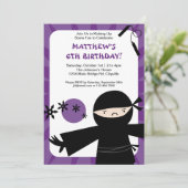Ninja Power Paarse Uitnodiging (Staand voorkant)