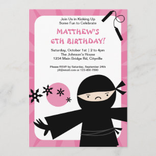 Ninja Power Pink Uitnodiging