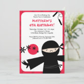Ninja Power Red Uitnodiging (Staand voorkant)