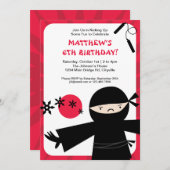 Ninja Power Red Uitnodiging (Voorkant / Achterkant)