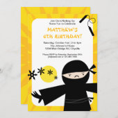 Ninja Power Yellow Invitation Kaart (Voorkant / Achterkant)